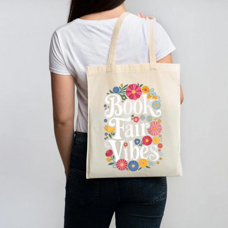 Book Fair Vibes Groovy 70s Retro School Librarian Canvas Tote Bag
