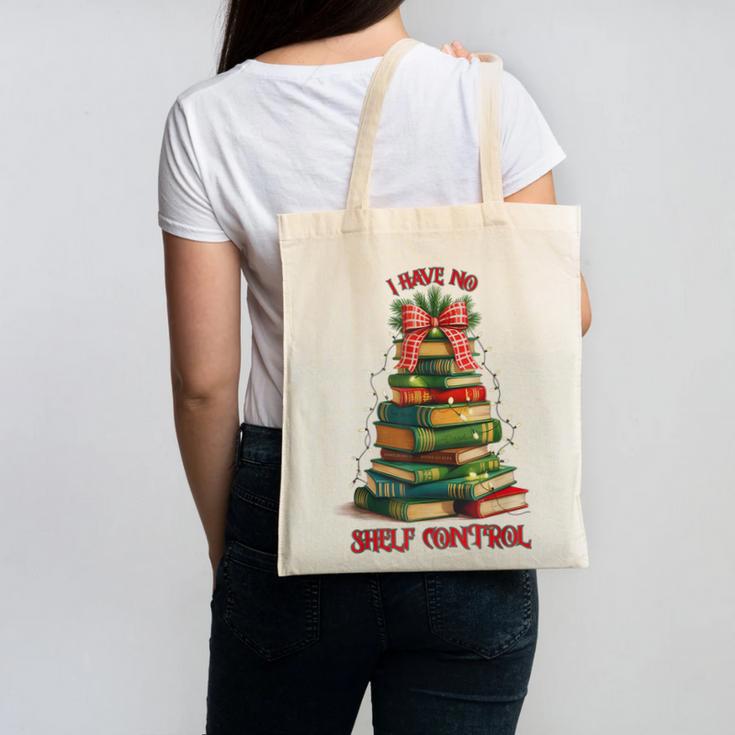 Book Lover Christmas Tree I Have No Shelf Control Canvas Tote Bag