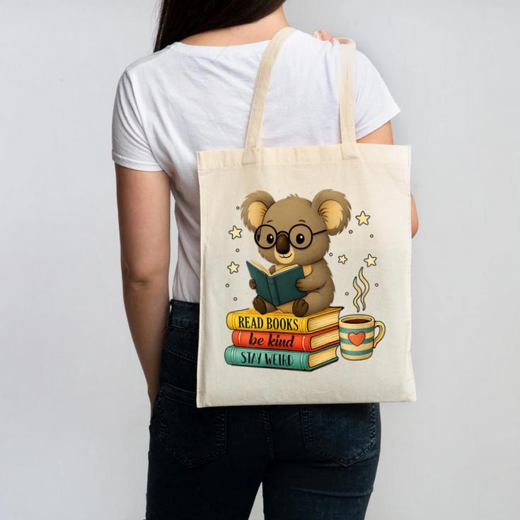 Book Lover Koala Reading Bookish Library Read Books Be Kind Canvas Tote Bag