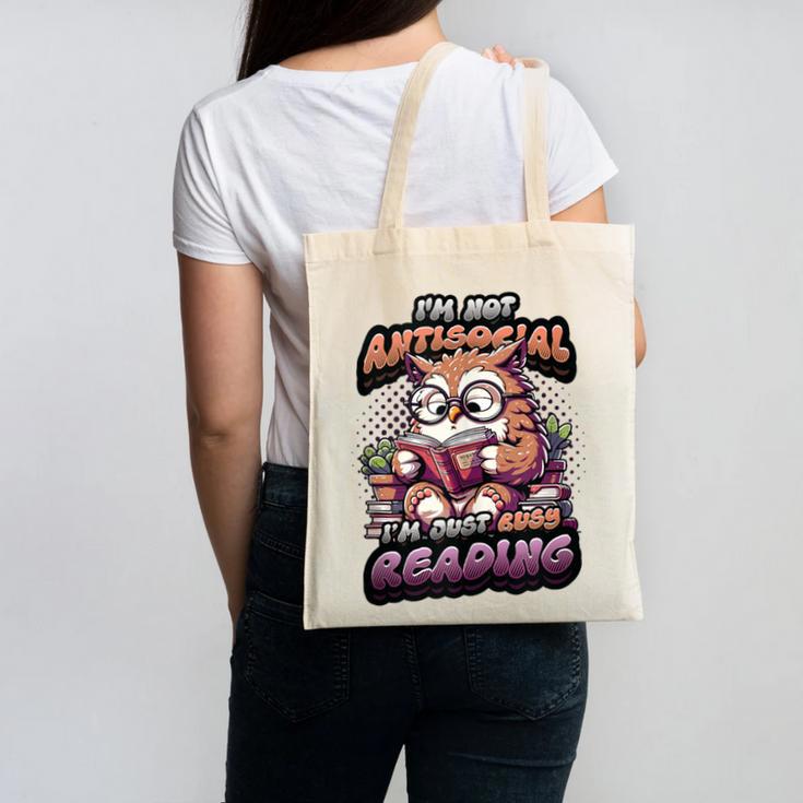 Book Lover Owl Reading Books Introvert Bookworm Canvas Tote Bag