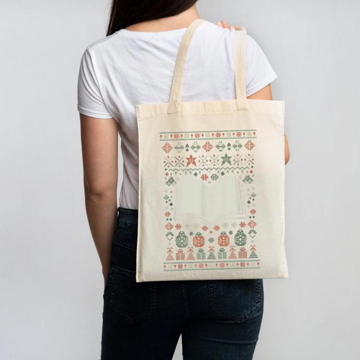 Book Reading Ugly Christmas Canvas Tote Bag