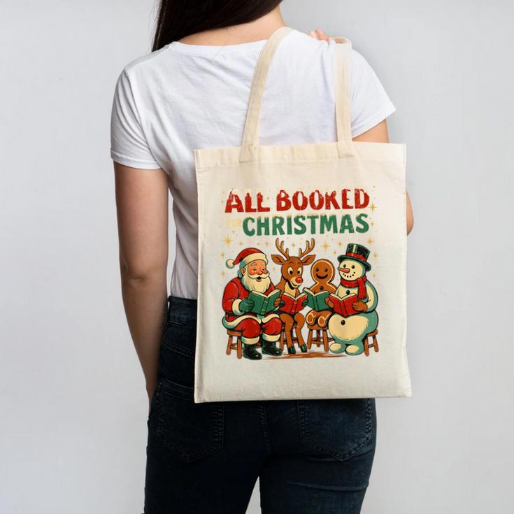All Booked For Christmas Book Lover Canvas Tote Bag