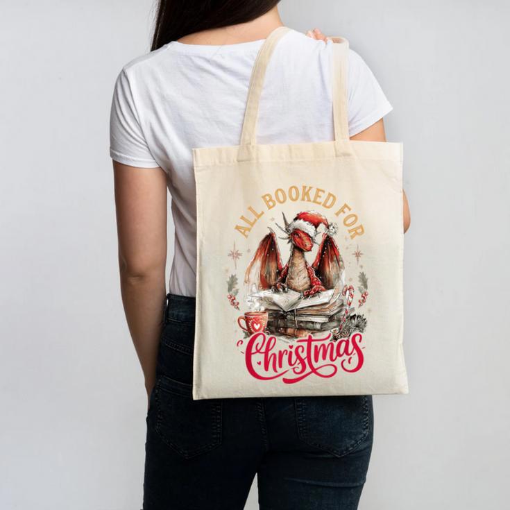 All Booked For Christmas Dragon Canvas Tote Bag