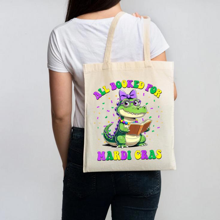 All Booked For Mardi Gras Crocodile Reading Book Teacher Canvas Tote Bag