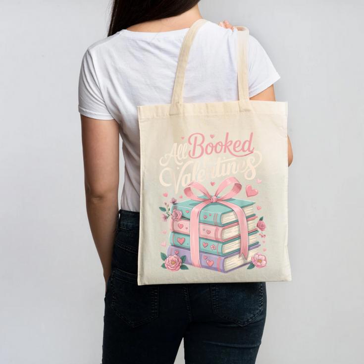 All Booked For Valentines Stacked Books Canvas Tote Bag
