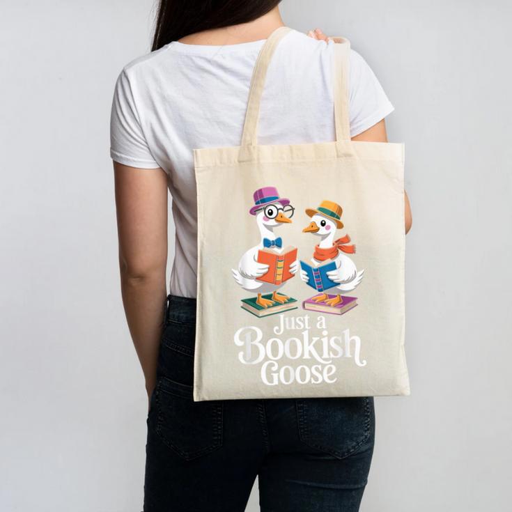 Bookish Goose Cute Geese With Hats Reading Books Canvas Tote Bag