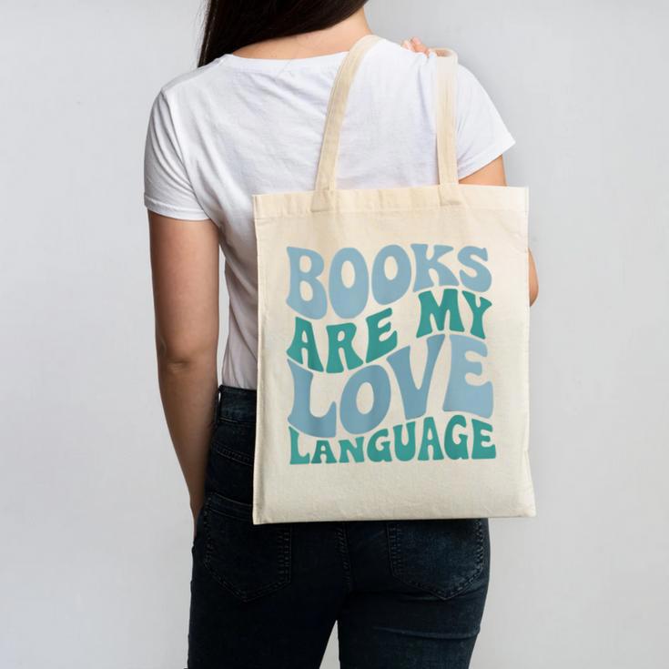 Books Are My Love Language Retro Book Quote Canvas Tote Bag