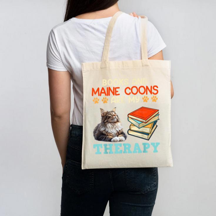 BOOKS AND MAINE COONS ARE MY THERAPY Main Coon Canvas Tote Bag