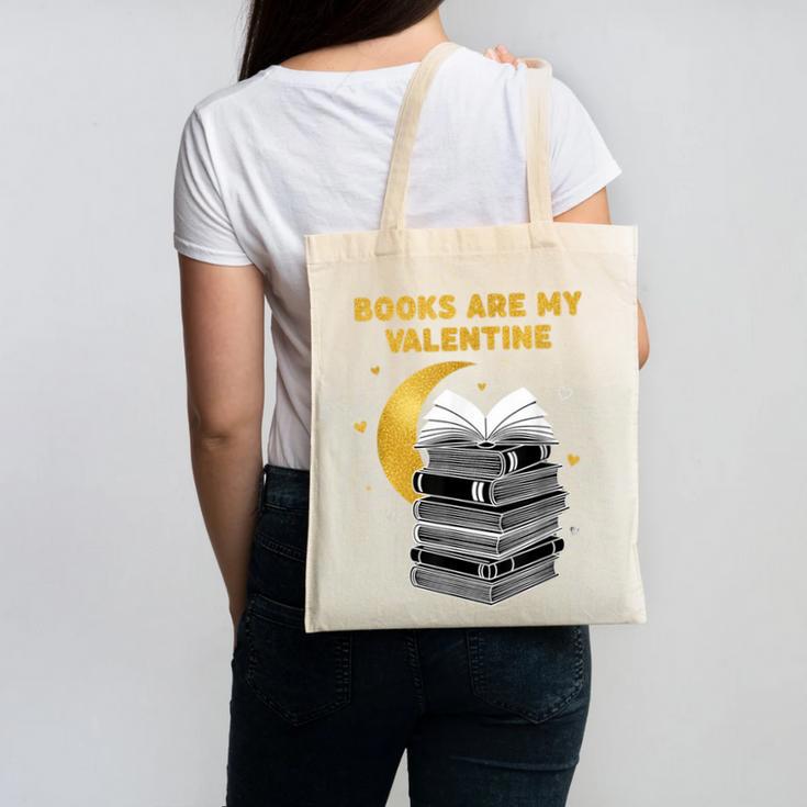 Books Are My Valentine Cute Book Lover Valentine's Day Canvas Tote Bag
