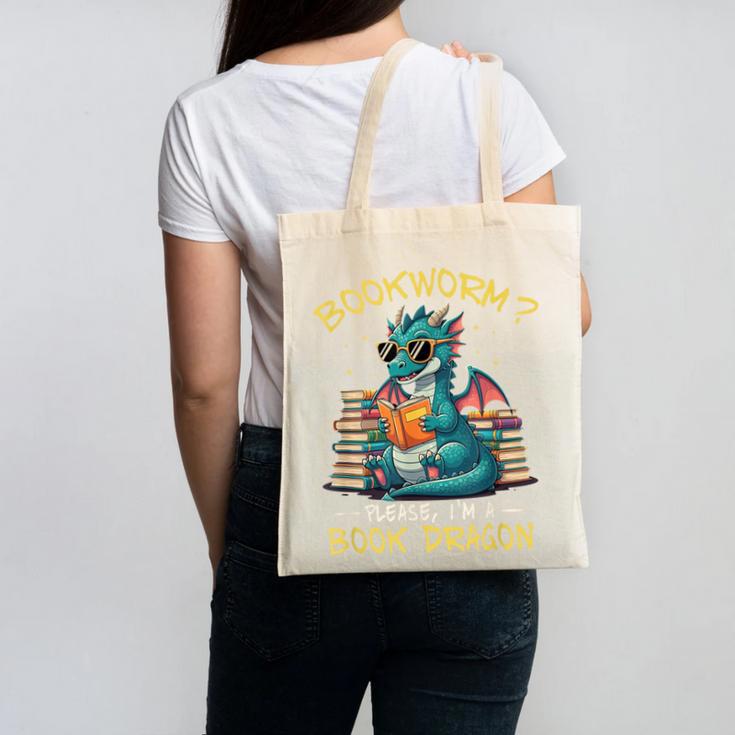 Bookworm I'm A Book Dragon Reading Books Bookish Book Lover Canvas Tote Bag