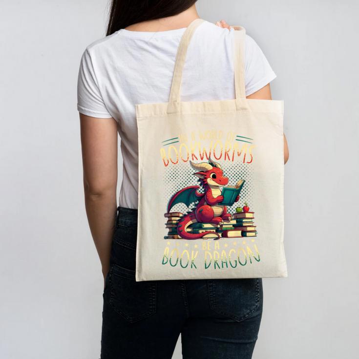 Bookworms Be A Book Dragon Literature Reading & Book Lover Canvas Tote Bag