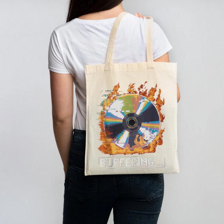 Buffering Glitched CD On Fire 2000s Nostalgia Canvas Tote Bag