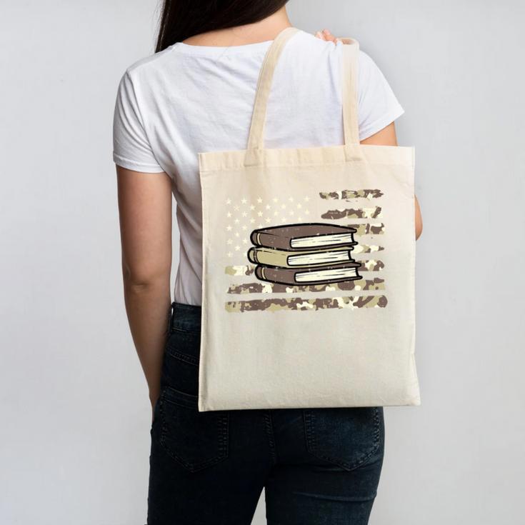 Camo Across America Read Reading Book Librarian Men Women Canvas Tote Bag