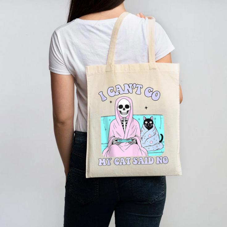 I Can't Go My Cat Said No Introvert Anxiety Cat Lover Canvas Tote Bag