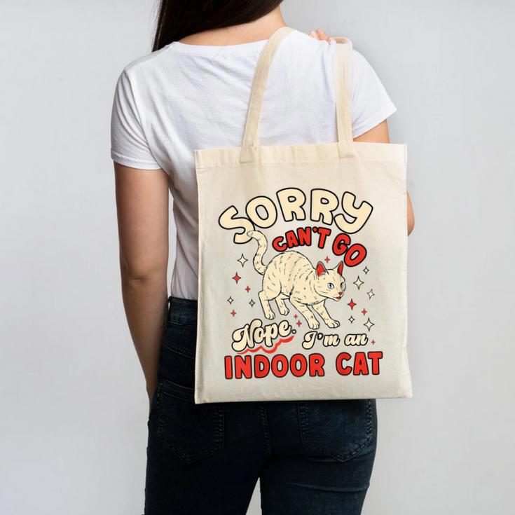 Cat Lover Sorry Cant Go Im An Indoor Introvert Cat Mom Canvas Tote Bag