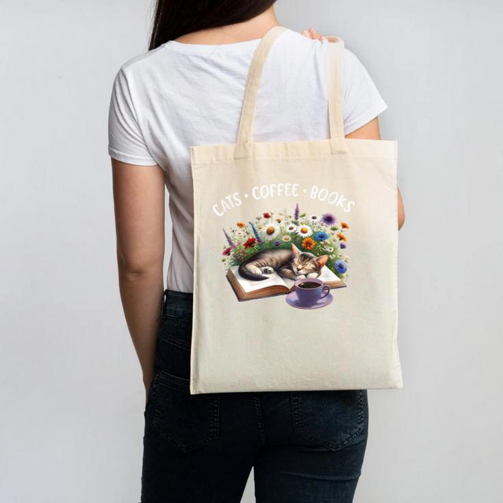Cats Coffee Books Canvas Tote Bag