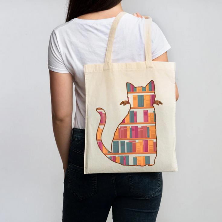 Cats Reading Books Librarian Library Readers Canvas Tote Bag