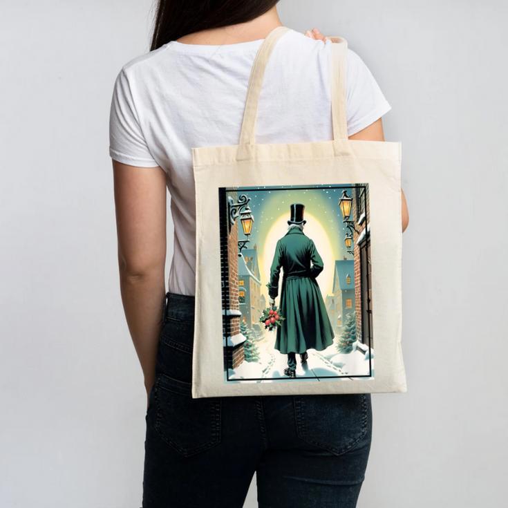 Charles Dickens Christmas Classic Book Ebeneezer Scrooge -Adults Kids Small Short Sleeve T-Shirt Canvas Tote Bag