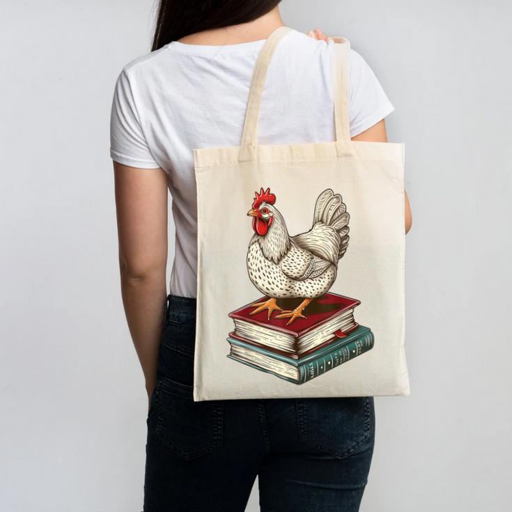 Chicken Books Back To School First Day Of School Boys Girls Canvas Tote Bag