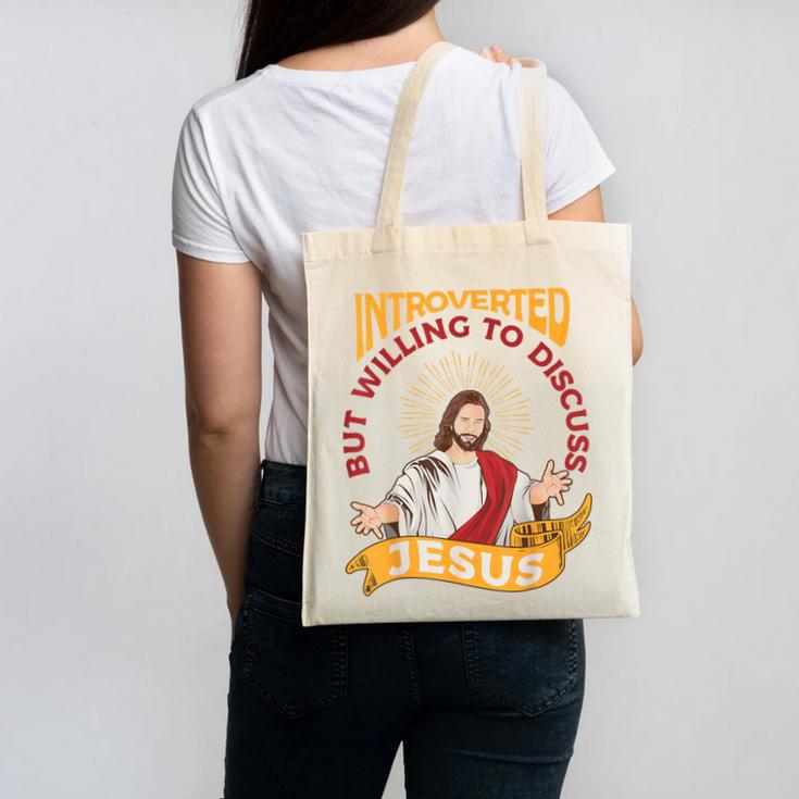 Christian Jesus Religious Sayings Catholic Introvert Canvas Tote Bag
