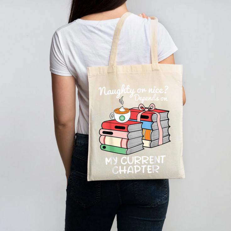 Christmas Book Lovers Naughty Or Nice Canvas Tote Bag