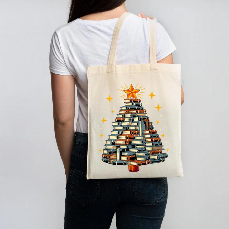 Christmas Tree Books Canvas Tote Bag