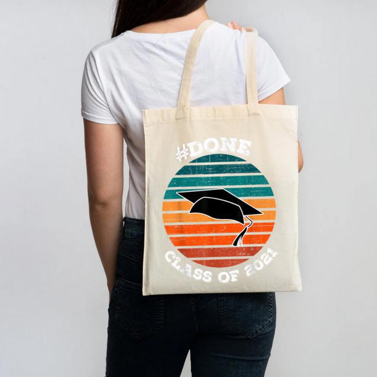 Class Of 2021 Done Senior Graduation Retro Sunset Canvas Tote Bag
