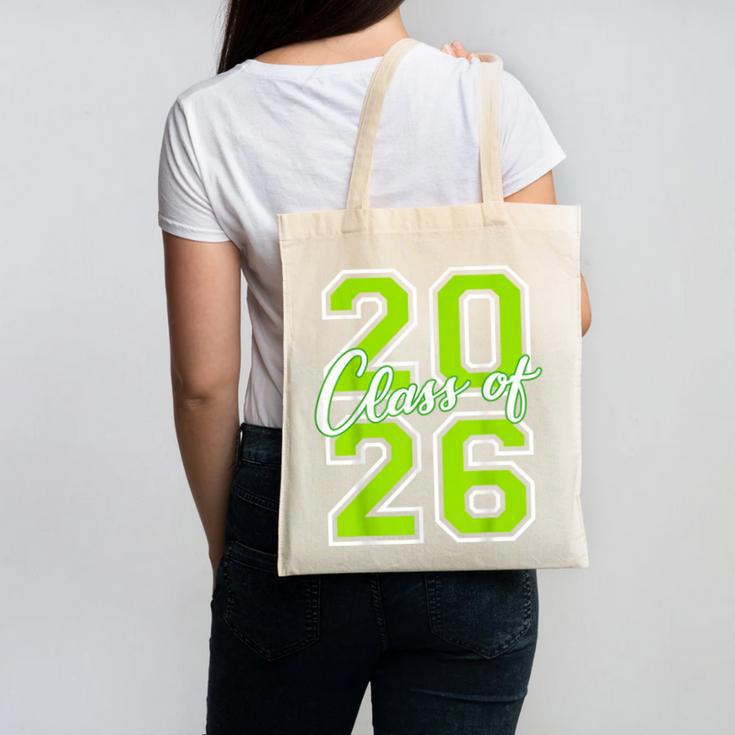 Class Of 2026 Graduation Varsity Lime Green Letters Canvas Tote Bag