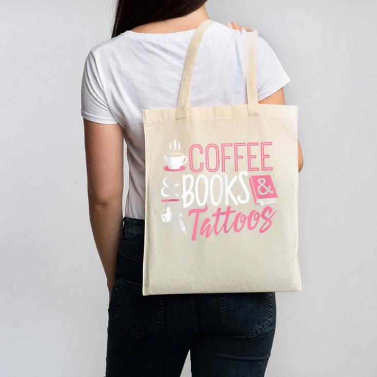 Coffee Lover Shirt Coffee And Books And Tattoos Men Women Canvas Tote Bag