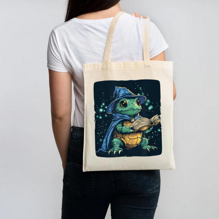 Cool Magical Book With Wizard Turtle For Adults And Kids Canvas Tote Bag