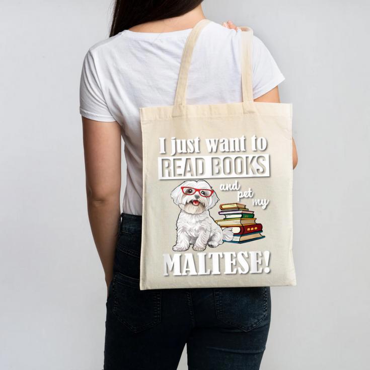 Cute Glasses Read Books & Pet My Maltese Lover Canvas Tote Bag