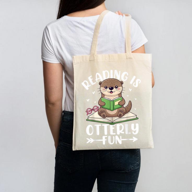Cute Otter Reading Book Lover Sea Otters Animal Lover Canvas Tote Bag