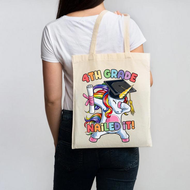 Dabbing 4th Grade Unicorn Graduation Class Of 2021 Nailed It Canvas Tote Bag