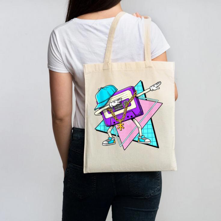 Dabbing Cassette Tape 70s 80s 80s Outfit Nostalgia Canvas Tote Bag