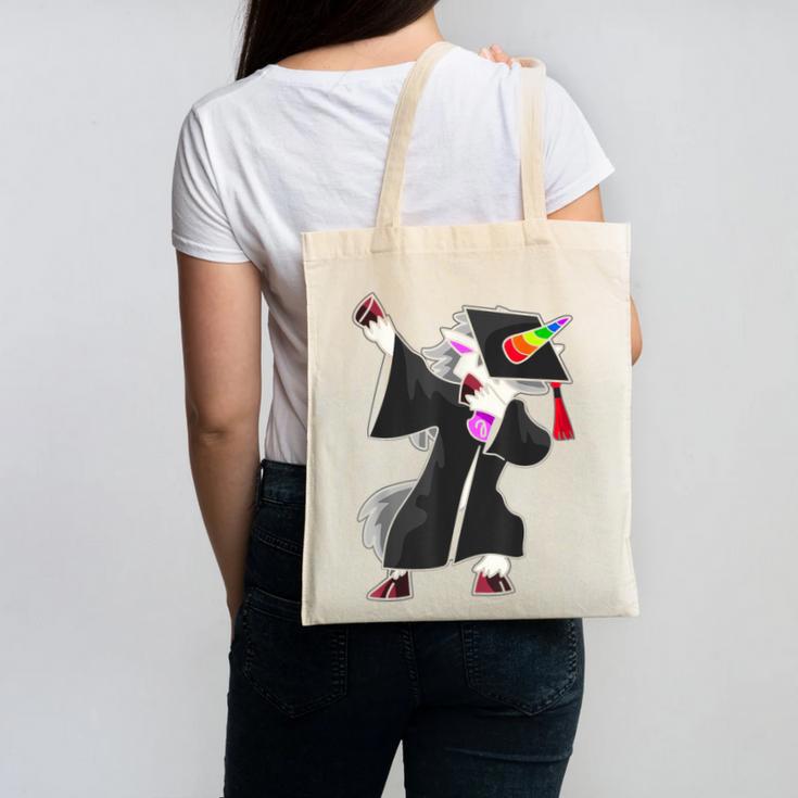 Dabbing Unicorn Cap And Gown Graduate 2021 Graduation Day Canvas Tote Bag