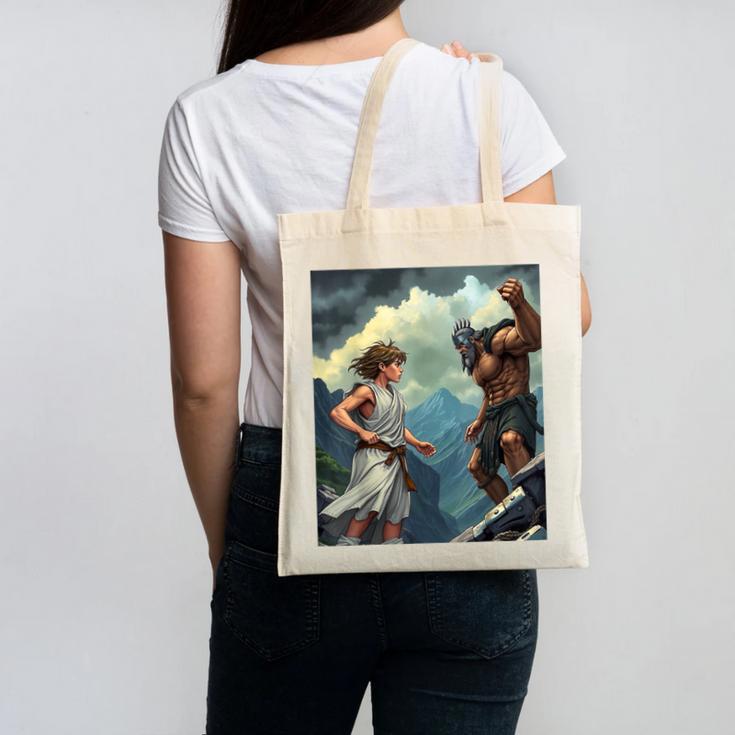 David And Goliath Bible Book Of Samuel King David Comic Canvas Tote Bag