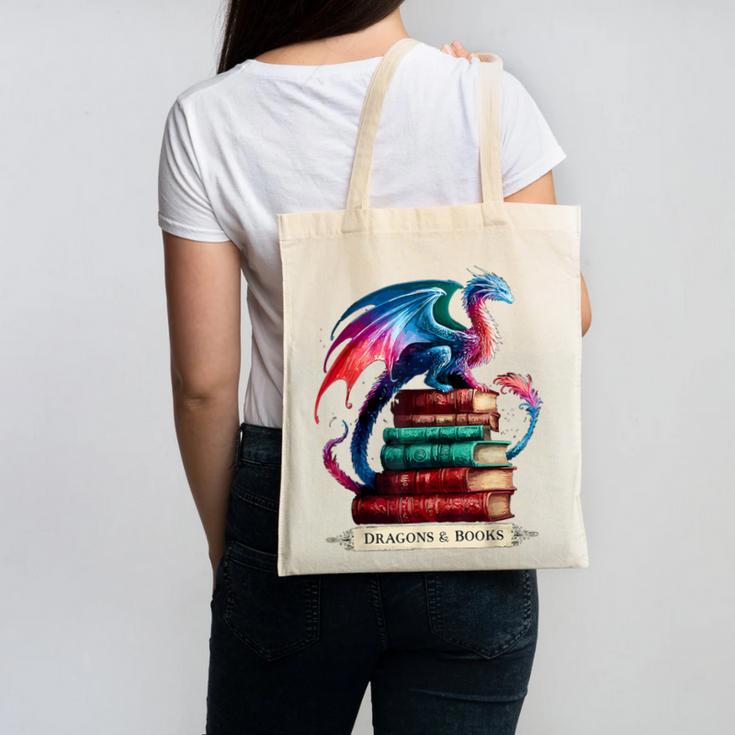 Dragons And Books Dragonworm Book Lover Reading Canvas Tote Bag