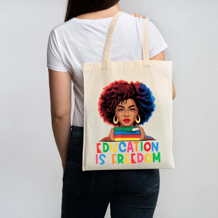Education Is Freedom History Girl Women Book Lover Canvas Tote Bag