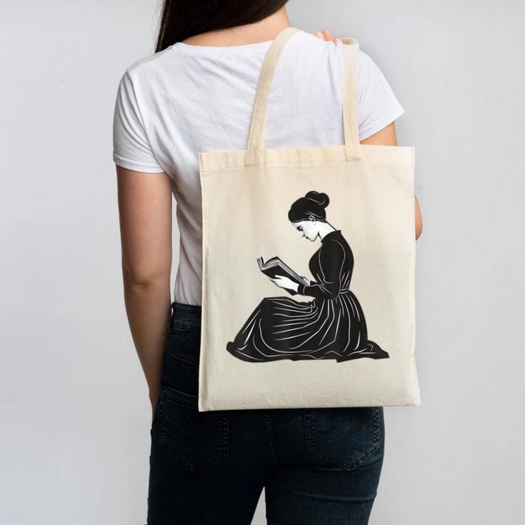 Emily Dickinson Reading A Book Canvas Tote Bag