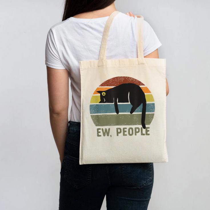 Ew People Cat Lazy Introvert Anti Social Canvas Tote Bag