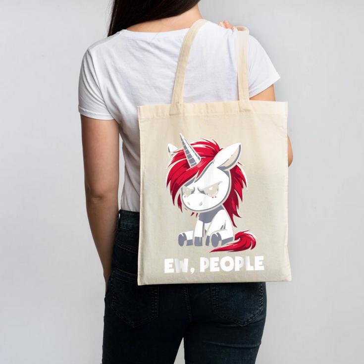Ew People Unicorn Sarcastic Humor Introvert Canvas Tote Bag