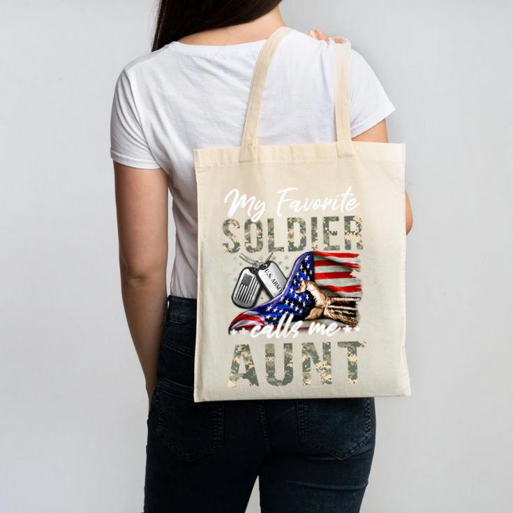 My Favorite Soldier Calls Me Aunt US Army Graduation Aunt Canvas Tote Bag