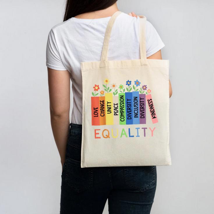 Floral Book Equality Human Rights Social Justice Peace Love Canvas Tote Bag