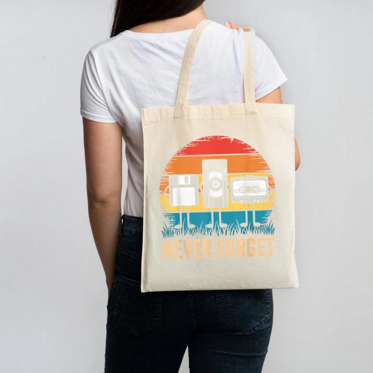 Never Forget Retro 80s 90s Floppy VHS Cassette Nostalgia Canvas Tote Bag