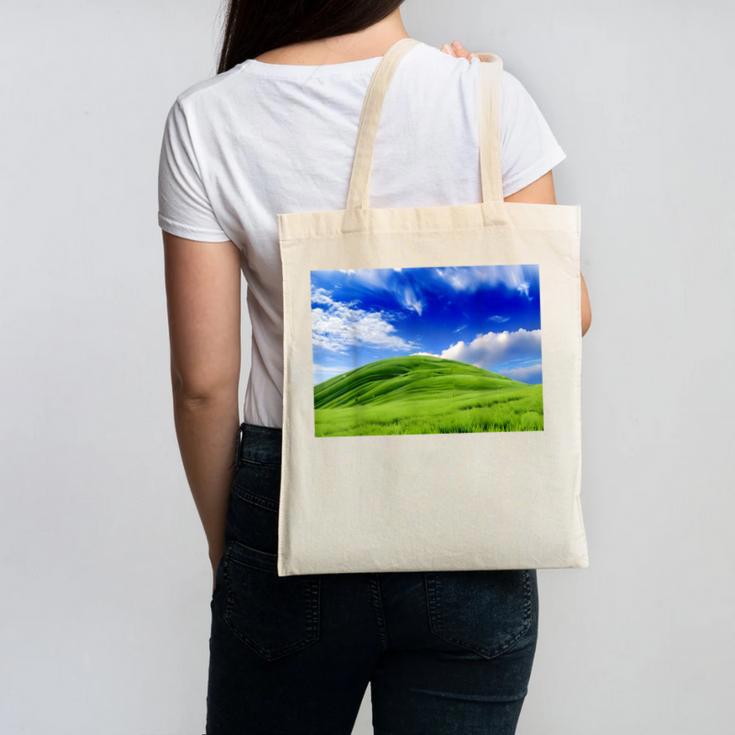 Frutiger Aero Meadow Aesthetic Y2k 2000s Ironic Nostalgic Canvas Tote Bag