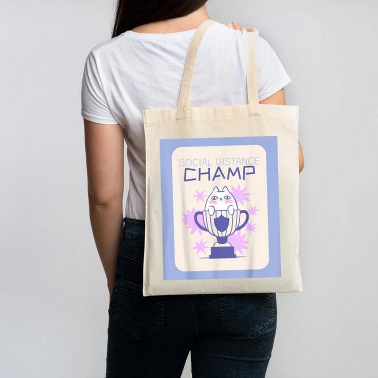 Fun Cute Introvert Cat Character Trophy For Men Women Canvas Tote Bag
