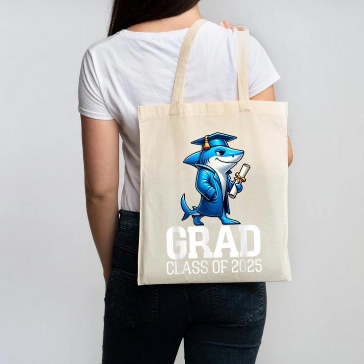 Grad Class Of 2025 Boys Shark Graduation Graduated Canvas Tote Bag
