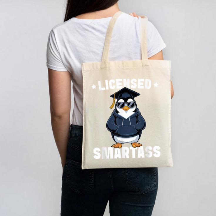 Graduation Penguin Licensed Smartass Graduate Canvas Tote Bag