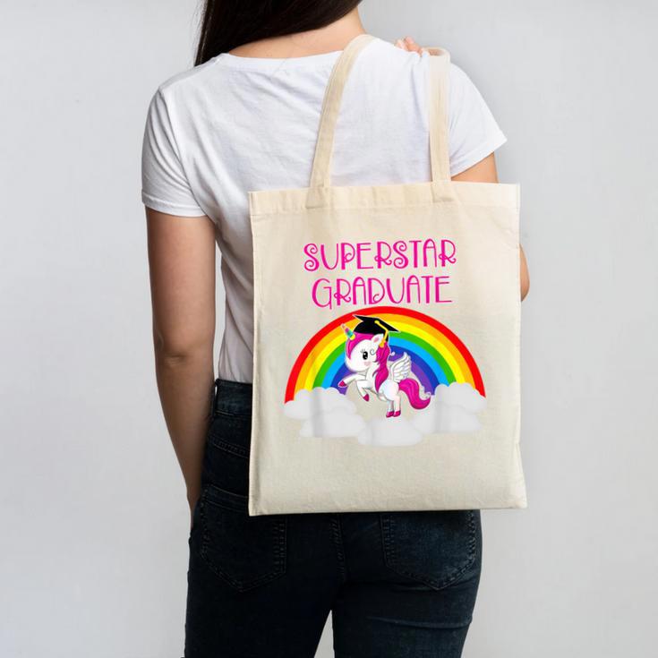 Graduation Unicorn Superstar Magical Colorful Rainbow Tshirt Canvas Tote Bag