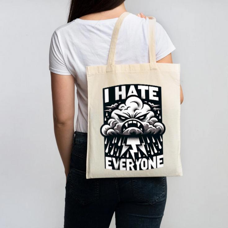 I Hate Everyone Introvert Anti-Social Dark Humor Canvas Tote Bag